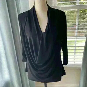 Beige by eci black blouse women Size Medium NWT